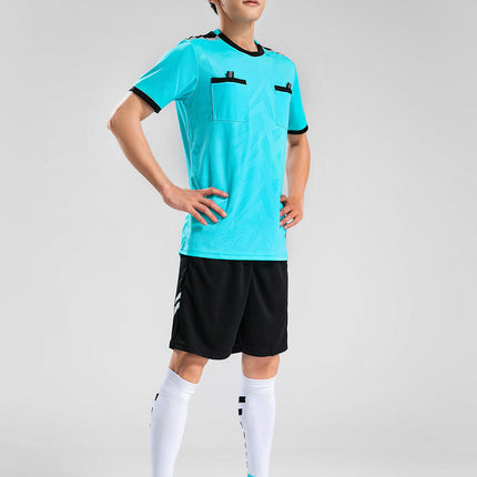 Quick-drying football referee uniform suit men's printed team uniform adult Referee Jersey student competition equipment football uniform summer