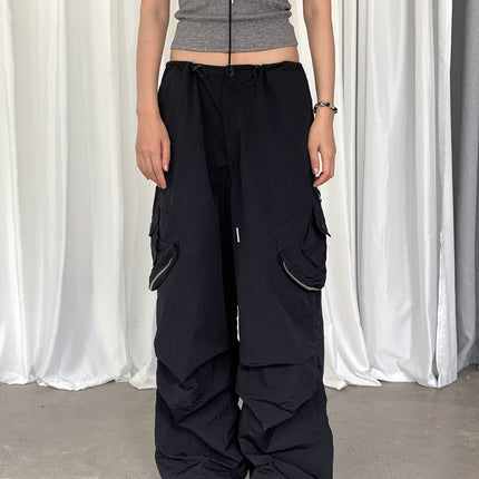 Dorothy Autumn New Vintage Fashionable Wide Leg Pants Workwear Loose Drawstring Slimming Pocket Casual Trousers