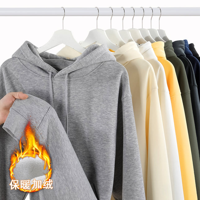 Olympic fleece hoodie fleece-lined drop-shoulder fashion brand outdoor autumn and winter warm Men's sweater loose coat work clothes fixed logo