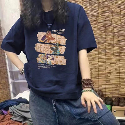 2025 New Fashion Brand Pure Cotton Short-sleeved T-shirt Women's Summer Explosions American-style plus size Women's Loose Shoulder Half Sleeve