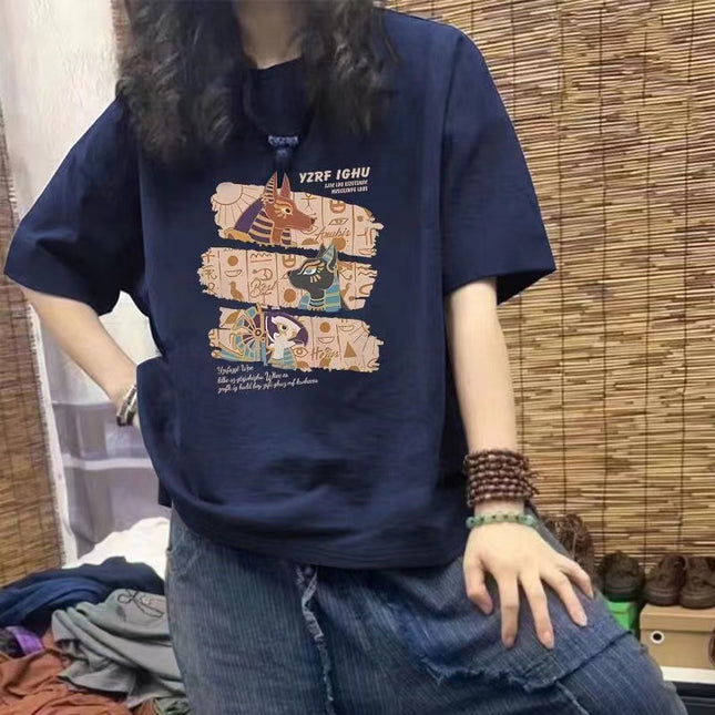 2025 New Fashion Brand Pure Cotton Short-sleeved T-shirt Women's Summer Explosions American-style plus size Women's Loose Shoulder Half Sleeve