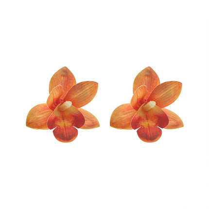 European and American Exaggerated Jewelry Butterfly Orchid Multi-Layer Earrings Earring Stylish Large Flower Summer Vacation Cross-Border Supply