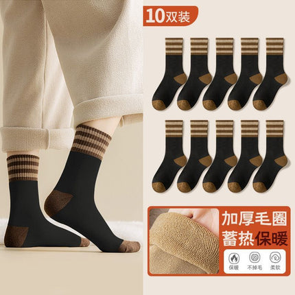 Socks Women's Mid-barrel Autumn and Winter fleece-lined Thickened Moon Socks Winter Warm Trendy All-match Stacked Socks