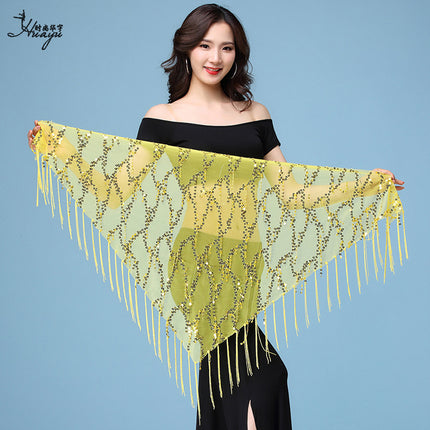 Belly Dance Waist Chain Sequin Tassel Triangle Scarf Performance Hip Scarf Practice Waist Chain Waist Scarf Hip Scarf Clothing Belt Wholesale