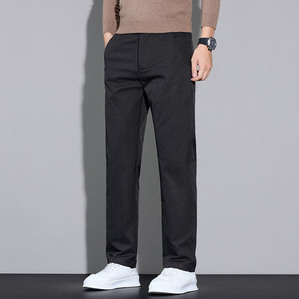 Korean Style Slim Straight-Leg Slightly Stretchy Casual Pants for Men, Light Business Casual Dress Pants That Make You Look Taller and Slimmer, Easy to Care for