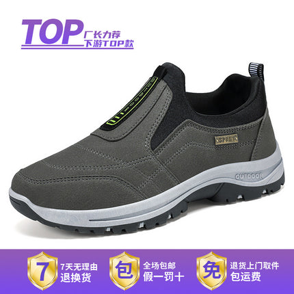 Shoes Men's Walking Shoes New Solid Color Large Size Men's Shoes Lazy One-Step Dad Shoes Soft Sole Plaid Casual Shoes for Men