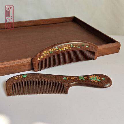 Sandalwood Comb for Meridian Scalp Massage, Anti-Static Hair Comb for Women, Medium-Tooth Volumizing Comb, Meridian Comb Gift Box