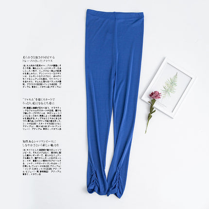 Guolian Silk Nine-Point Leggings for Women, Multi-Color Mulberry Silk Knitted Leggings, Slimming Look Elastic Pants