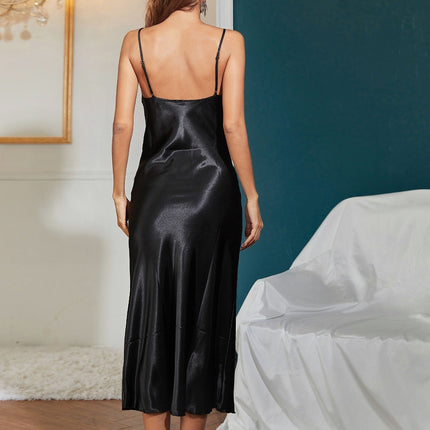 New Arrival Silk Backless Split Hanging Skirt Nightwear Pearse Egg Green Bean Powder Orange Nightwear Sexy Casual Home Silk