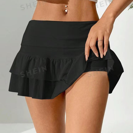 2024 New Amazon Independent Station AliExpress European and American Style Sexy Multi-layer Pleated Joker Cake Mini Skirt