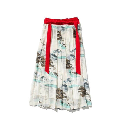 2025 New Men's Summer Chinese Style Han Dynasty Ancient Style One-Piece Culottes Unisex Pleated Horse Face Skirt Wholesale