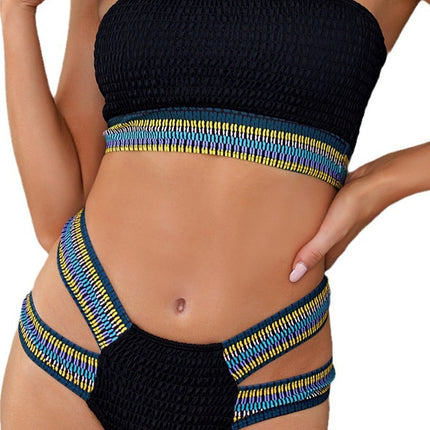 2024 New Swimsuit Fashionable Sexy Bikini Separates Women's Two-Piece Swimsuit Multi-Needle Slimming