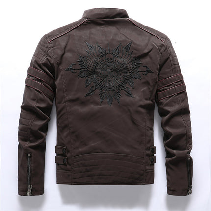 Factory Direct Sales men's autumn and winter frosted leather clothing fashion slim brushed PU jacket motorcycle fashion brand Slim jacket
