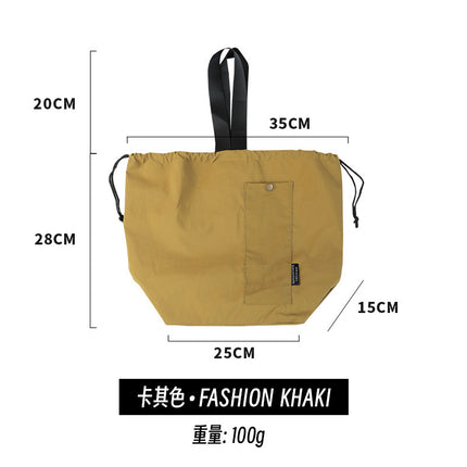 2025 New Lunch Box Bag Waterproof Korean Style Large Solid Color Satchel Drawstring Double-Layer Lunch Bag for Students at Work