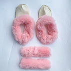 [long hair] pink + long shoelace covers / 22-23 without shoes
