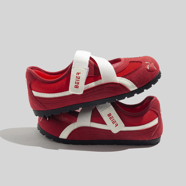 Shoes 2026 Spring New Style Sneakers Red Thin Sole Casual Shoes Versatile Soft Sole Breathable Mary Jane Shoes for Women