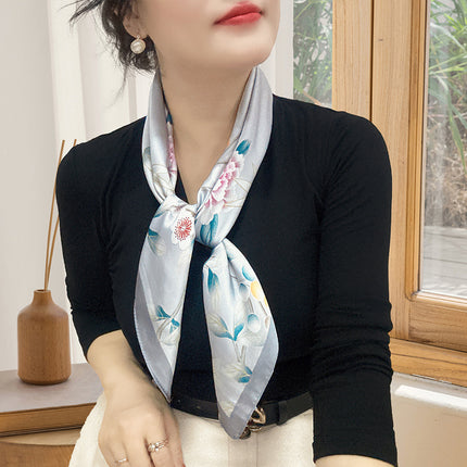 Spring and Summer 70cm Small Square Scarf Women's Autumn and Winter New Foreign Style Fashion All-match Shake Tone Same Scarf Scarf