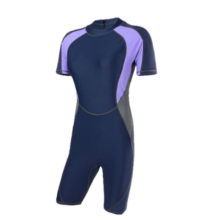 Swimsuit with Short Sleeves, One-Piece with Five-Point Shorts, Square-Leg, Long-Legged, Conservative Sports Swimwear for Women, Quick-Drying One-Piece for Hot Springs