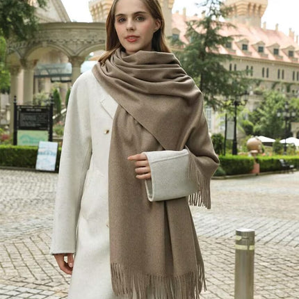 Wool Scarf Shawl High-End Versatile Cashmere Scarf Women's Autumn and Winter Thickened Couple Style Solid Color Scarf Wholesale