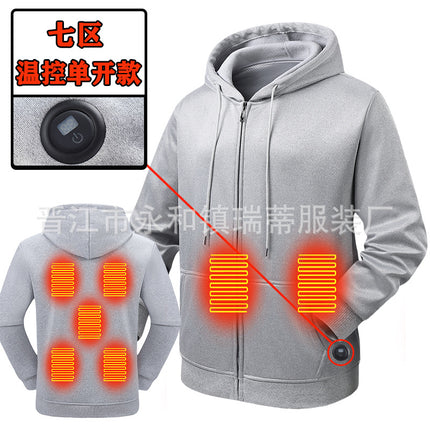 Cross-Border Multi-Zone Heating Sweatshirt for Men, Outdoor Smart Heating Luminous Lamp Design Heating Sweatshirt, Cross-Border Popular Sweatshirt
