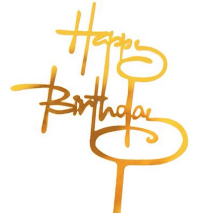 Acrylic Cake Baking Decoration Inserts Round Square English Happy Birthday Dessert Toppers Party Cards