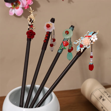 New Year Red Festive Chinese Style Hairpin Palace Style Tassel Walking Hair Hairpin Retro Hanfu Ancient Dress Cheongsam Hair Accessories Women