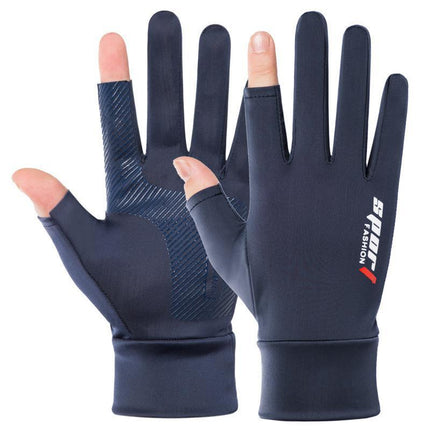 Cycling Gloves, Outdoor Driving Gloves, Electric Vehicle Sun Protection Gloves, Non-Slip Touch Screen Fingerless Gloves, Men's Fishing Ice Silk Gloves Wholesale