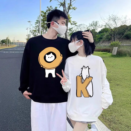 High-grade oversize Men's and Women's Top Special Couple Clothing Autumn and Winter fleece-lined Round Neck Sweat Fashion Brand Class Clothes