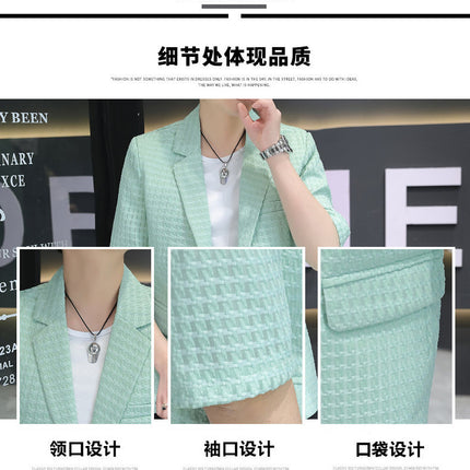 Summer half sleeve thin suit Korean style men's half sleeve fashionable fashionable jacket slim fit trendy summer small suit