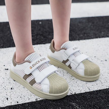 Little Yellow Duck children's shoes mesh girls white shoes new summer shell head boys shoes single mesh breathable children's board shoes