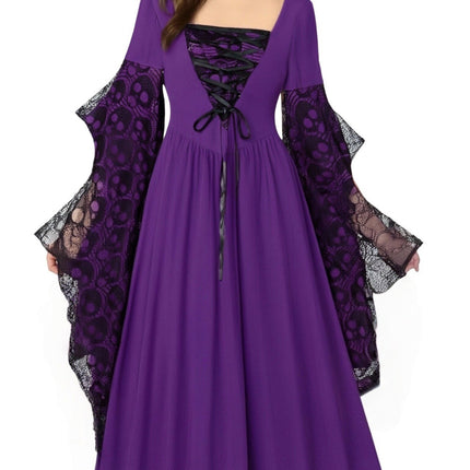 Hot-Selling Cross-Border Amazon Halloween European and American Cosplay Women's Skull Lace Dress Hot Style Plus Color
