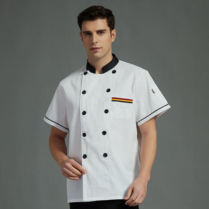 Chef Work Clothes Men's Short-Sleeved Summer Thin Chef Clothes Long-Sleeved White Hotel Canteen Catering Work Clothes Kitchen Chef Clothes