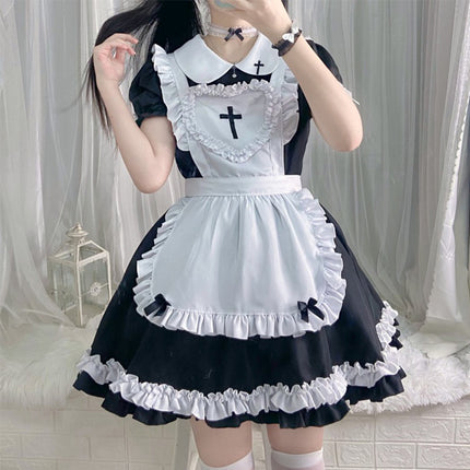Japanese Classic Anime Maid Outfit Cross Nurse Cosplay Maid Restaurant Uniform Export Dress for Women