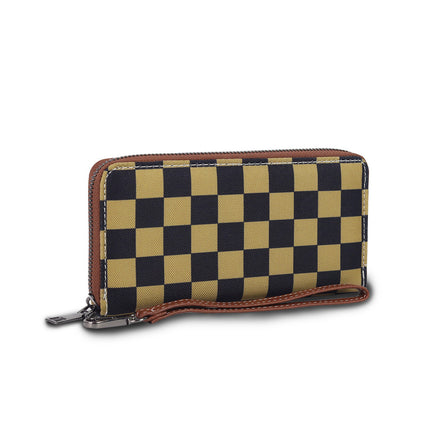 2025 cross-border hot-selling simple high-level feeling checkerboard wallet with RFID function splash-proof coin purse card case