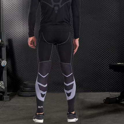 Fitness Trousers Men's Fitness Running Basketball Printed Tight Ankle-length Pants Men's Sweat Absorbing High Elastic Quick-drying Compression Pants Spot