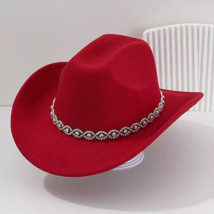 Solid Color Light Board Felt Western Cowboy Hat Outdoor Autum Hat Women's Simple French Hat Men's High-End