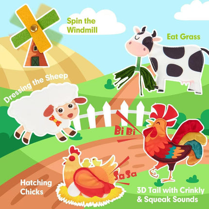 Amazon Enlightenment Educational Early Learning Book Animal Farm Children's Busy Learning Board Story Felt Cloth Book Handmade