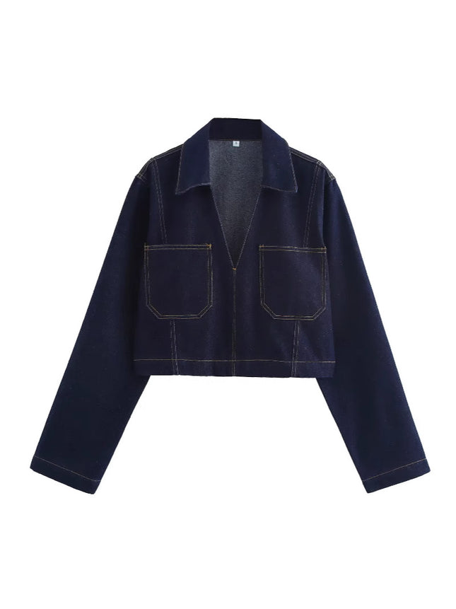 Cross-border new products 2024 European and American style women's foreign trade wholesale ZRA in stock design short Denim shirt