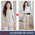 Three-piece set off-white suit + pants + white shirt / S