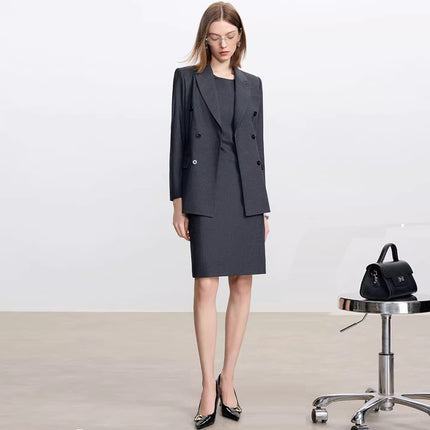 Ad Wool Suit Women's Autum 2025 New Popular High-End Business Wear Two-Piece Khaki Long-Sleeved Suit