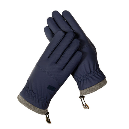 Men's Winter Gloves, Fleece-Lined, Waterproof, for Motorcycle and Electric Bike Riding, Touchscreen-Compatible, Thickened for Delivery Riders