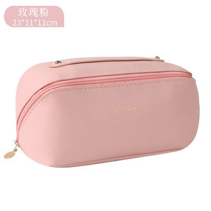 Factory Direct Sales Large-Capacity Storage Bag Pu Leather Satchel Travel Business Trip Portable 2024 New Pillow Cosmetic Bag