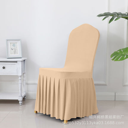Chair Cover Thickened Stretch Pleated Skirt Dining Chair Cover Hotel Wedding Banquet Event Stool Cover Hotel Cloth