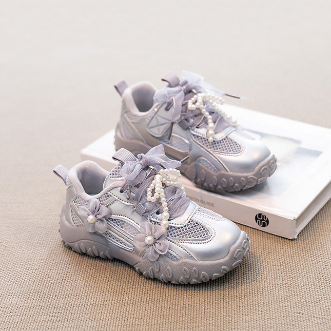 Girls' Shoes 2025 Spring and Autumn New Children's Sports Shoes Mesh Breathable Girls' Princess Training Shoes Running Shoes