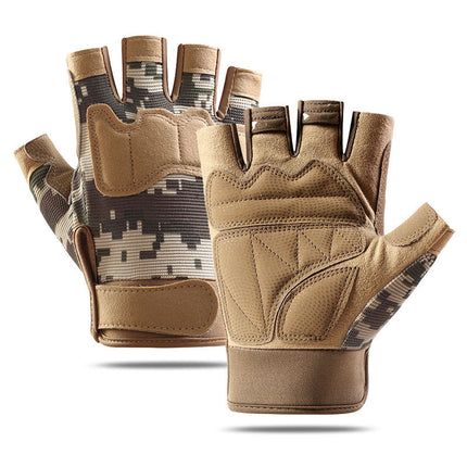 Gloves Outdoor Tactical Half-Finger Cycling Gloves Men's Mountaineering Fitness Training Iron Anti-Slip Electric Vehicle Black Hawk Gloves