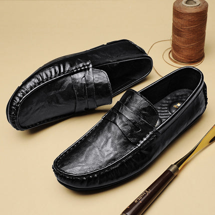 Live Broadcast Explosions Doug Shoes Men's Genuine Leather Cowhide Cross-border High-end Slip-on Foot Driving Shoes Leather Shoes Lazy Shoes for Men
