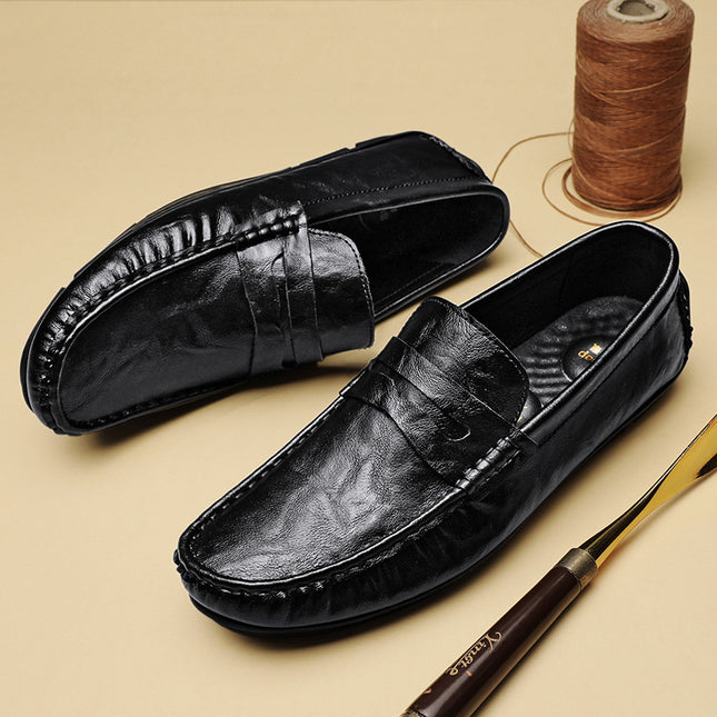 Live Broadcast Explosions Doug Shoes Men's Genuine Leather Cowhide Cross-border High-end Slip-on Foot Driving Shoes Leather Shoes Lazy Shoes for Men