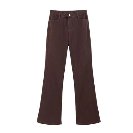 Coffee-colored Micro-blare Jeans Women's Spring Trendy All-match New High Waist Stretch Slim Slim Fit Flare Pants
