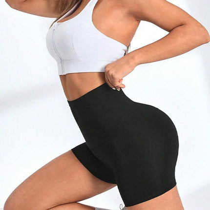 Amazon Cross-border Semi-coated PU Leather High Waist Sweat Yoga Shorts Belly-lifting Hip-lifting Sports Pants Sweat-popping Suit for Women