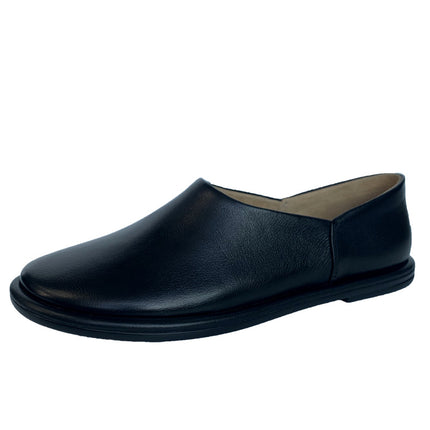 Row-style Cowhide Slip-on Muller Shoes Fur Loafers Women's 2025 Spring New Genuine Leather Flat Single-layer Shoes